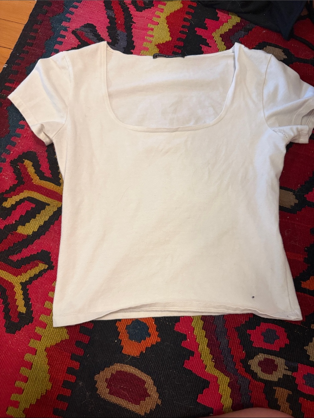 Brandy Melville White Scoop Neck Short Sleeve Tee